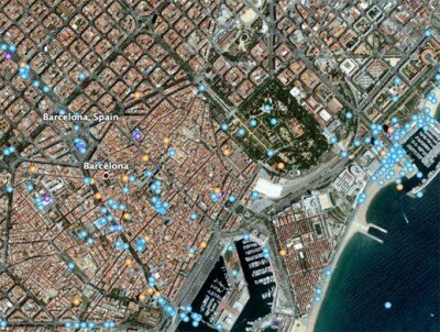 Satellite aerial of Barcelona, Spain