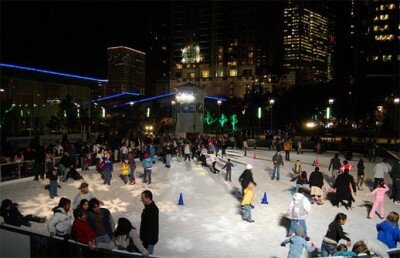 Ice rink in Discovery Green, Houston, Texas