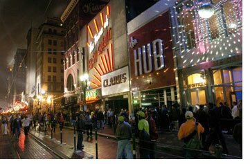 Main street at night, Houston, Texas TX