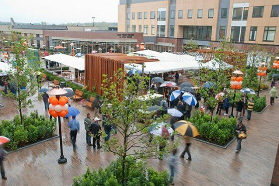 The Global Village plaza at the Rochester Institute of Technology, Rochester, New York