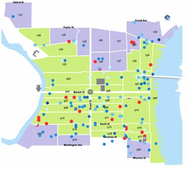 City Center map of Philadelphia, PA