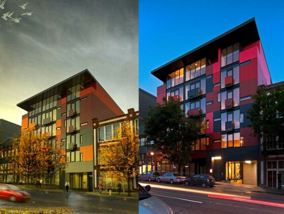 Rendering/photo of Eleven Eleven East Pike urban infill in Capitol Hill, Seattle, Washington