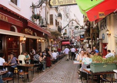 Outdoor cafe walk, Beyoglu, Turkey